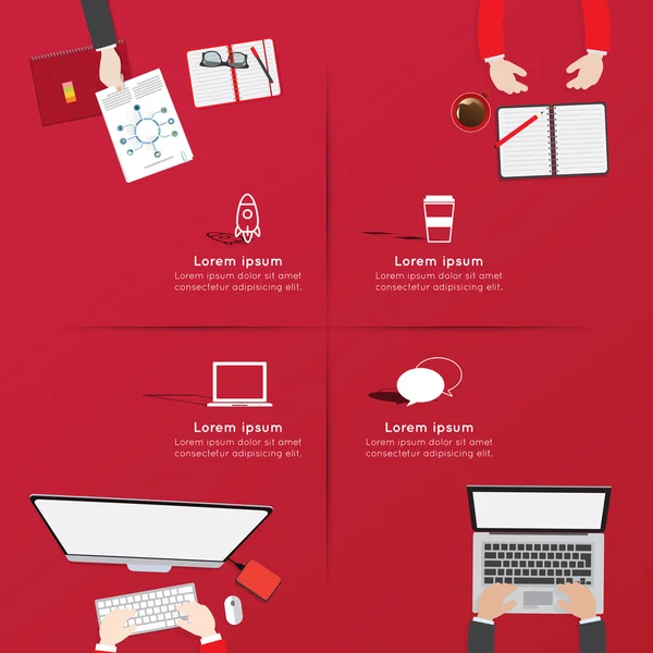 Área de trabajo creativa de la oficina Infografía — Vector de stock