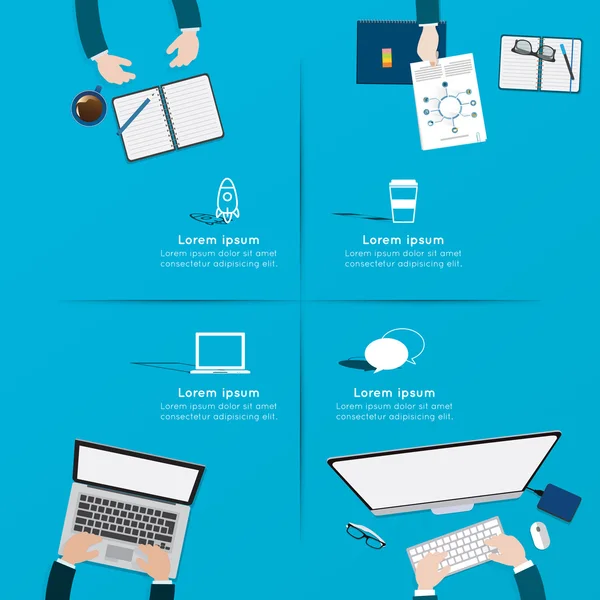 Kreatív üzleti office workspace Infographic — Stock Vector