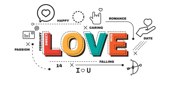 Diseño Concepto Palabra Love Website Banner — Vector de stock