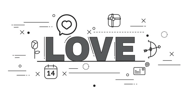Diseño Concepto Palabra Love Website Banner — Vector de stock