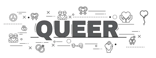 Concetto Progettazione Word Queer Banner Del Sito Web — Vettoriale Stock