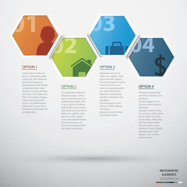 Infografica esagonale — Vettoriale Stock