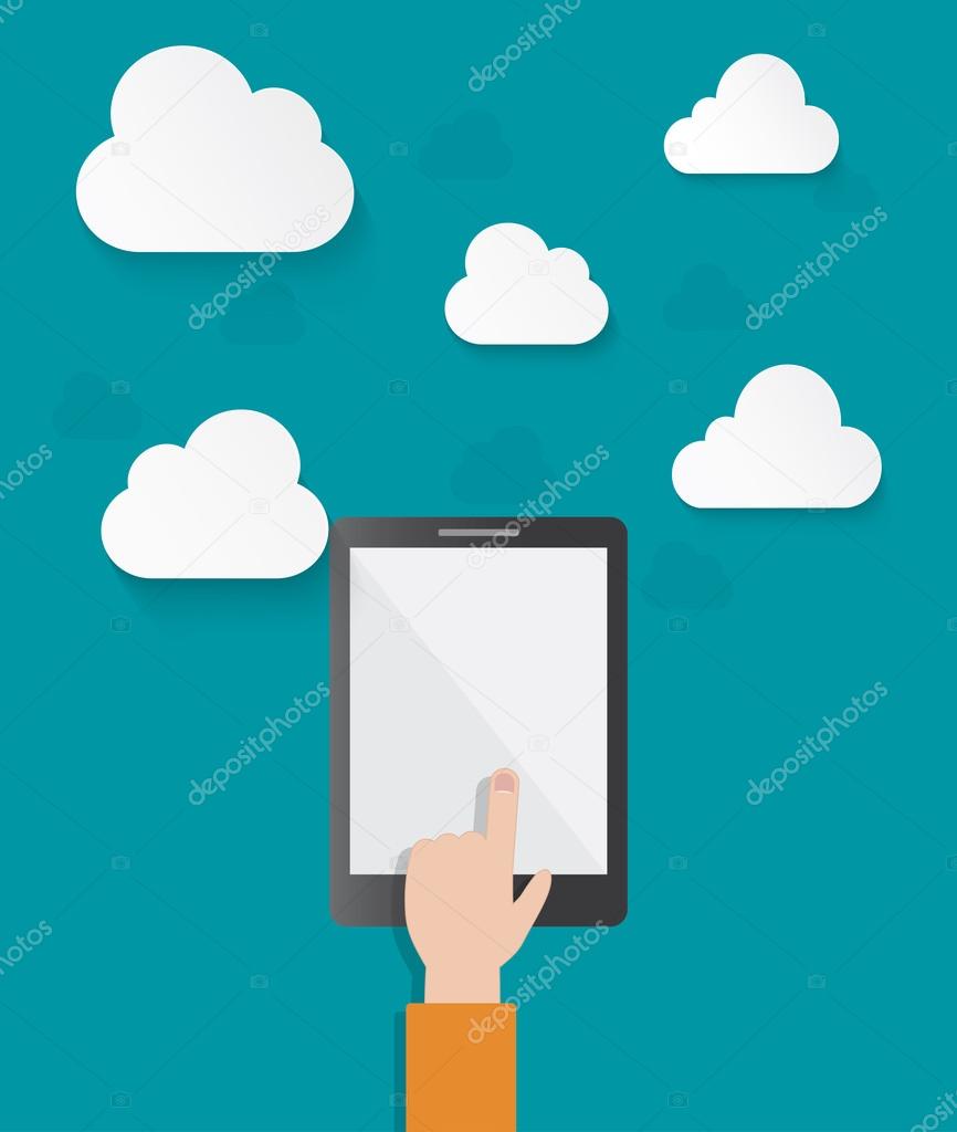  Hand pointing on tablet screen