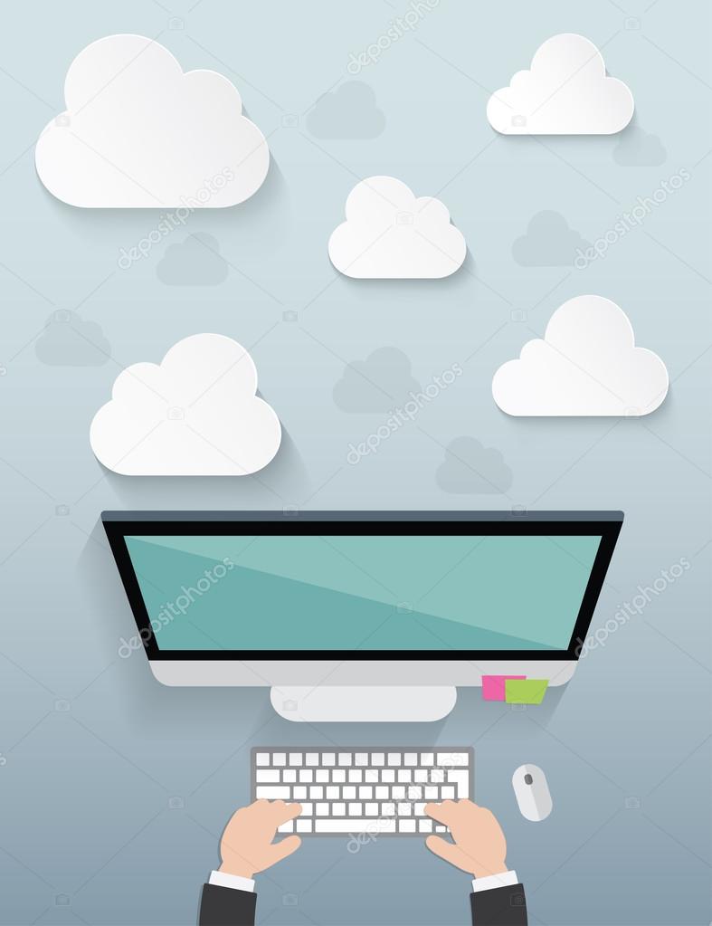 Workplace with cloud idea