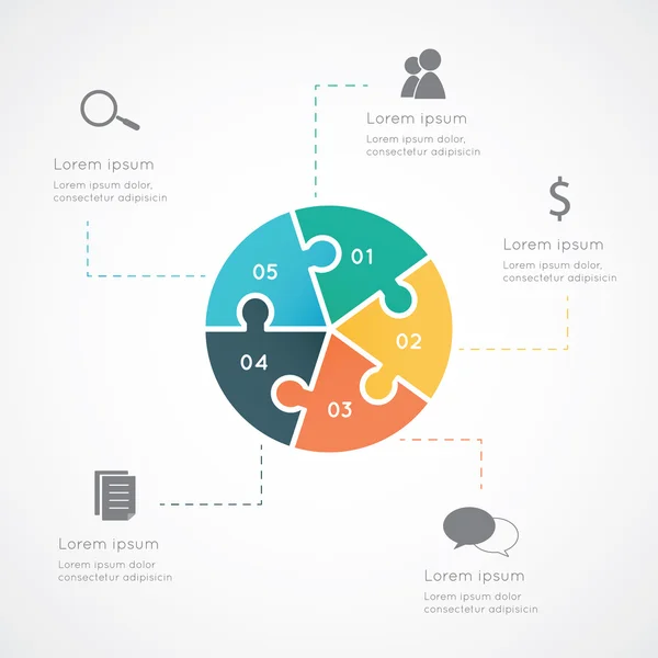 Infografía círculo rompecabezas — Vector de stock