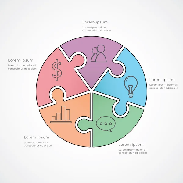 Cercle fait de pièces de puzzle — Image vectorielle