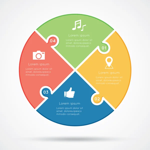 Cirkel puzzel Infographic — Stockvector