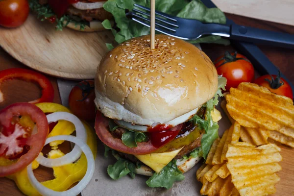 Acasă face Hamburger closeup — Fotografie, imagine de stoc