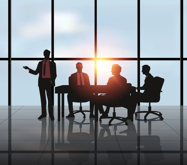 Business meeting with city — Stock Vector