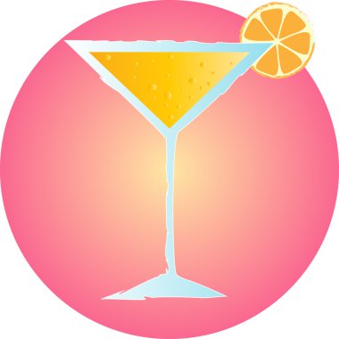 Tropikal yaz kokteyl elle çizilmiş, pembe arka plan