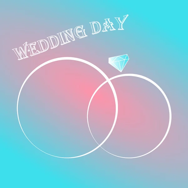 Einladungskarte zum Hochzeitstag mit zwei Ringen — Stockvektor