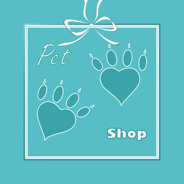 Logotipo do coração do animal de estimação, logotipo da pata do cão, loja do zoológico — Vetor de Stock