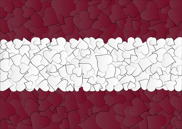 Letonia Austria Bandera, maden with doodle hearts, a lot of heart, valentine background — Vector de stock