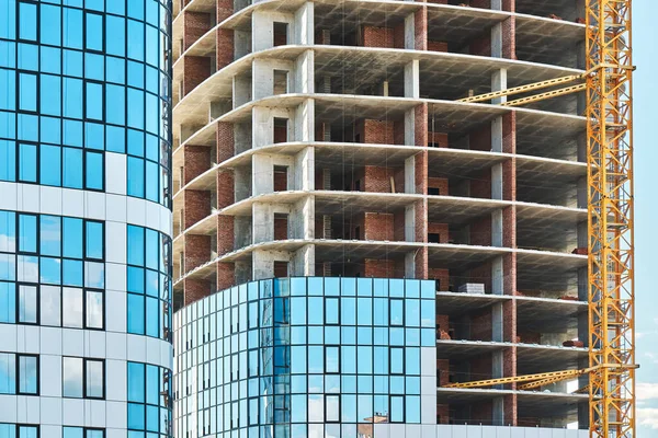 Edificio Rascacielos Contemporáneo Con Fachada Vidrio Azul Carcasa Gran Altura — Foto de Stock