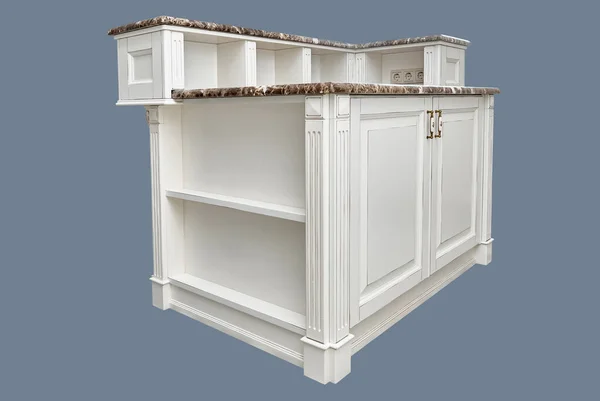 Kitchen Island Doors Granite Countertops Country Style Design Isolated Gray — Stock Photo, Image