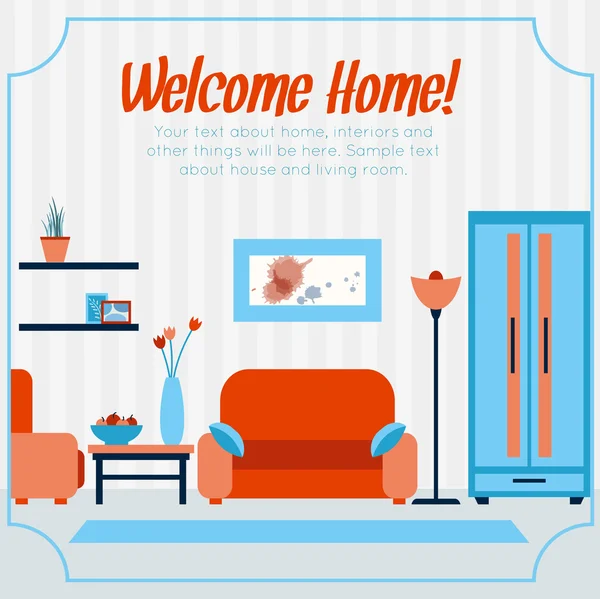 Welcome home Stock Vectors, Royalty Free Welcome home ...  Living room card design â€” Stock Vector