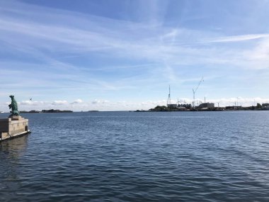 Kopenhag, Danimarka 'da mavi deniz ve gökyüzü