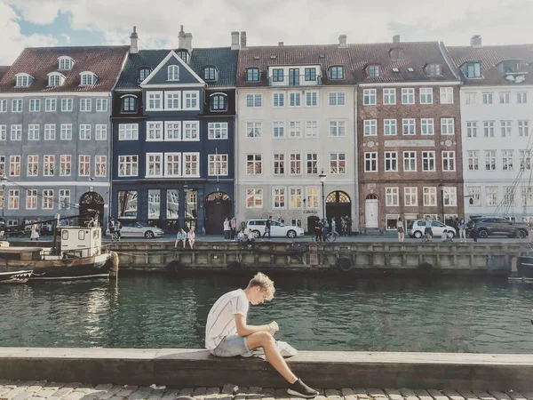 Λιμάνι Nyhavn Στην Κοπεγχάγη Δανία — Φωτογραφία Αρχείου