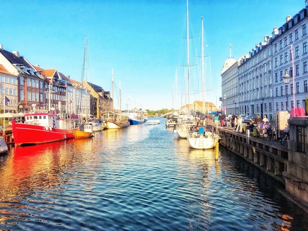 Λιμάνι Nyhavn Στην Κοπεγχάγη Δανία — Φωτογραφία Αρχείου