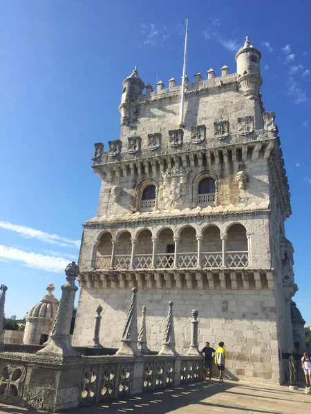 Wieża Belem Pobliżu Rzeki Tagus Lizbonie Portugalia — Zdjęcie stockowe