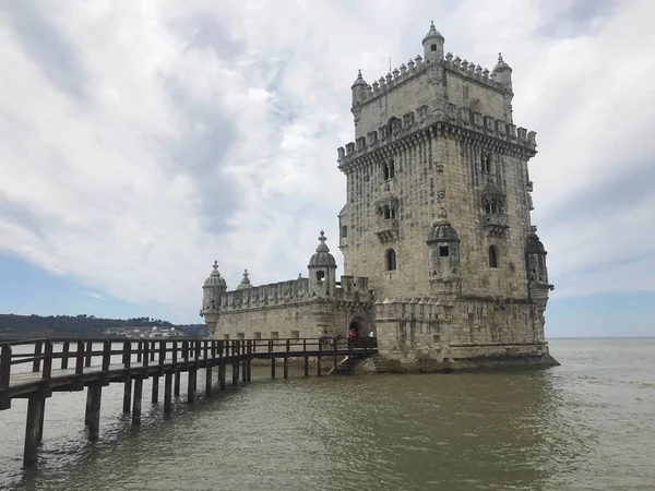 Věž Belem Řeky Tagus Lisabonu Portugalsko — Stock fotografie