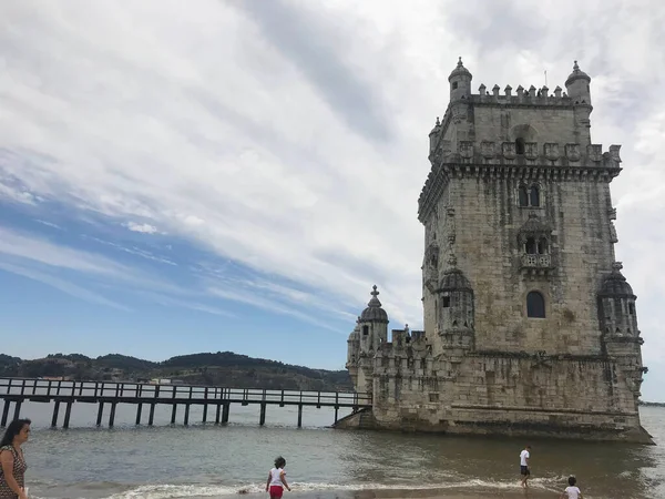 Tornet Belem Nära Floden Tejo Lissabon Portugal — Stockfoto