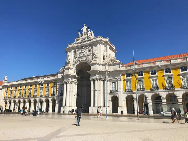 Praca Comercio Square Statue King Lisbon Portugal — Stock Photo, Image