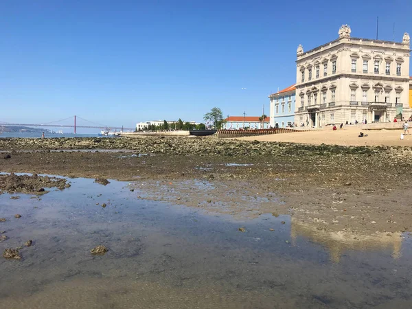 Widok Rzekę Tagus Pobliżu Cais Das Colunas Lizbonie Portugalia — Zdjęcie stockowe