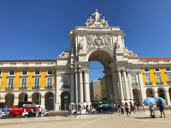 Praça Praca Comercio Estátua Rei Lisboa Portugal — Fotografia de Stock