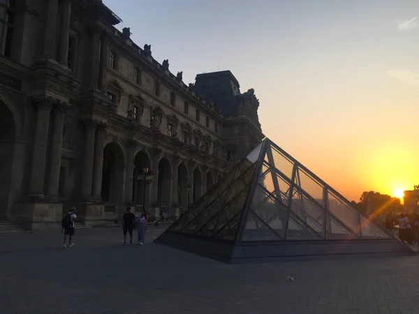 Muzeum Louvre Palace Poblíž Pyramidy Paříži Francie — Stock fotografie