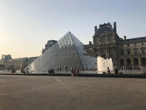 Muzeum Louvre Palace Poblíž Pyramidy Paříži Francie — Stock fotografie