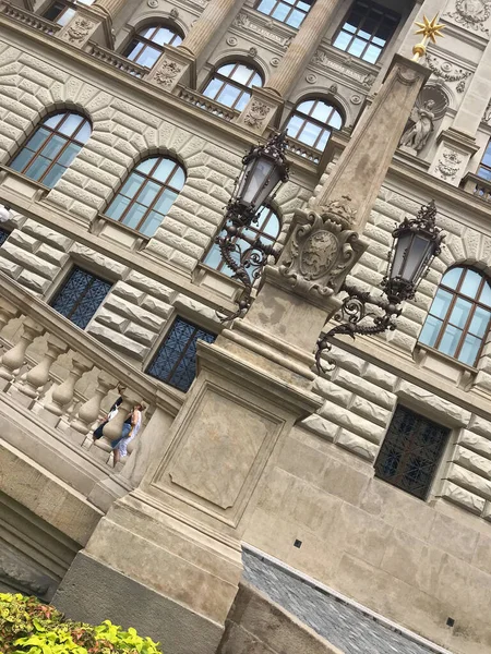 Главное Здание Национального Музея Праге Чехия — стоковое фото