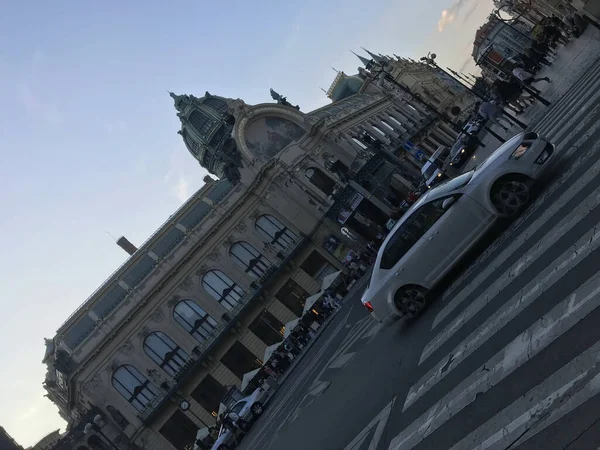 Edificio Art Nouveau Casa Municipal Teatro Ópera Plaza República Praga — Foto de Stock