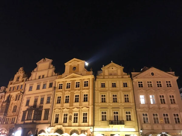 Vista Nocturna Plaza Ciudad Vieja Praga República Checa —  Fotos de Stock