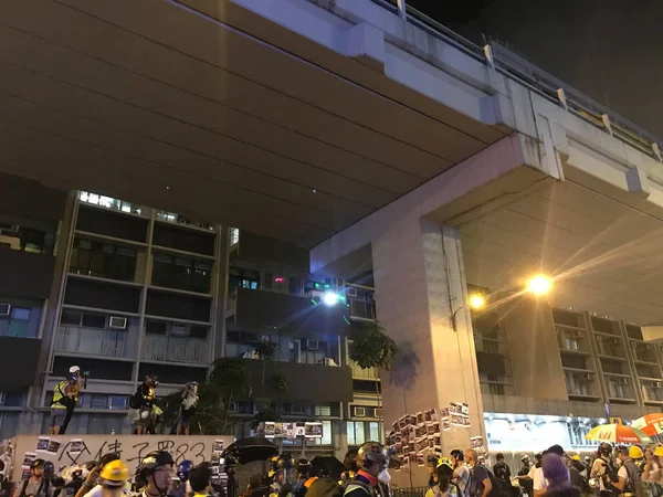 Mong Kok Hong Kong 2019 Protestocular Mong Kok Polis Merkezi — Stok fotoğraf