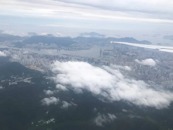 Hong Kong aerial view from the window of an aeroplane