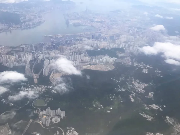 Hong Kong aerial view from the window of an aeroplane