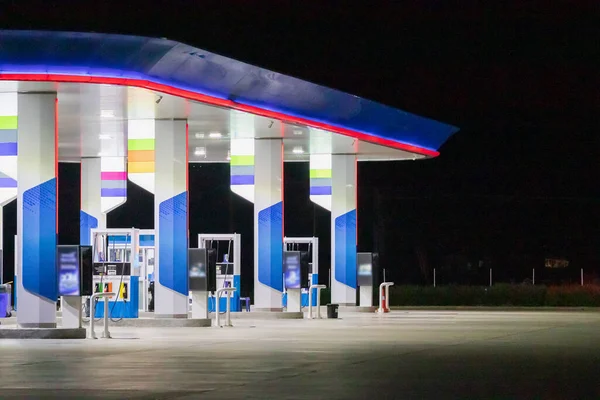 Posto Gasolina Noite — Fotografia de Stock