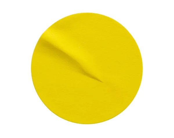 Beyaz Arkaplanda Izole Edilmiş Sarı Yuvarlak Kağıt Etiketi — Stok fotoğraf