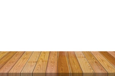 Ürün görüntüleme montajı için beyaz arkaplanda boş tahta tablo izole edildi