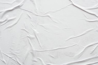 Boş beyaz buruşmuş ve buruşmuş kağıt poster dokusu arka planı
