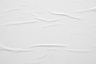 Boş beyaz buruşmuş ve buruşmuş kağıt poster dokusu arka planı