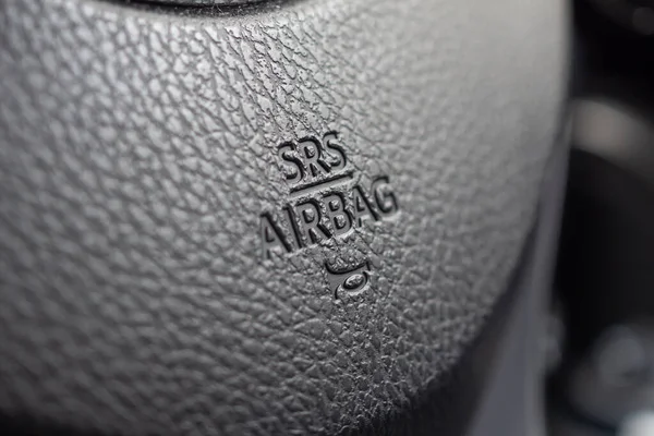 Sinal Airbag Segurança Volante Carro Com Ícone Chifre — Fotografia de Stock