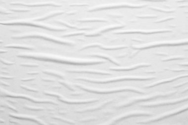 Boş beyaz buruşmuş ve buruşmuş kağıt poster dokusu arka planı