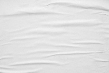 Boş beyaz buruşmuş ve buruşmuş kağıt poster dokusu arka planı