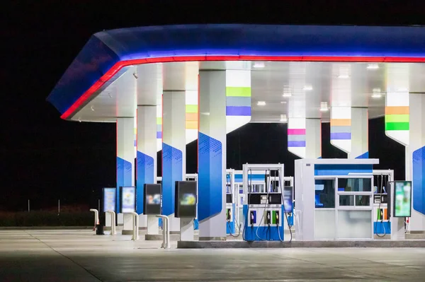 Posto Gasolina Noite — Fotografia de Stock