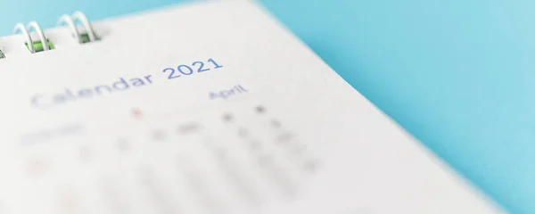 2021 Naptári Oldal Kék Háttér Üzleti Tervezés Találkozó Koncepciójáról — Stock Fotó