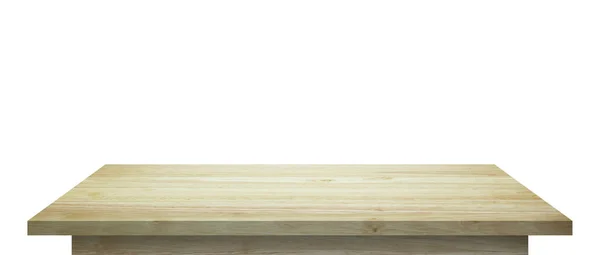 空木桌顶部隔离在白色背景上 用于产品展示蒙太奇 — 图库照片