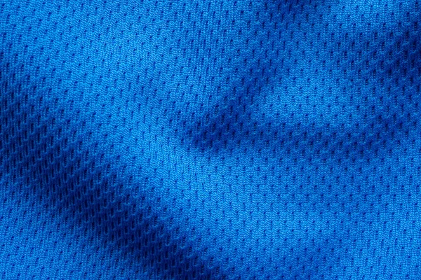 Azul Esportes Roupas Tecido Futebol Camisa Jersey Textura Close — Fotografia de Stock