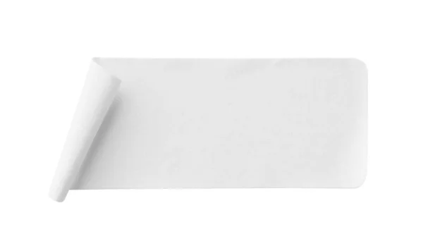 Ετικέτα Λευκού Αυτοκόλλητου Χαρτιού Που Απομονώνεται Λευκό Φόντο — Φωτογραφία Αρχείου